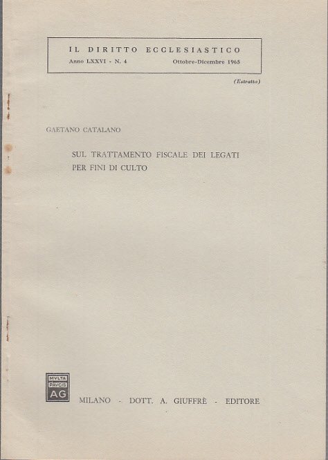 Sul Trattamento Fiscale Dei Legati Per Fini Di Culto