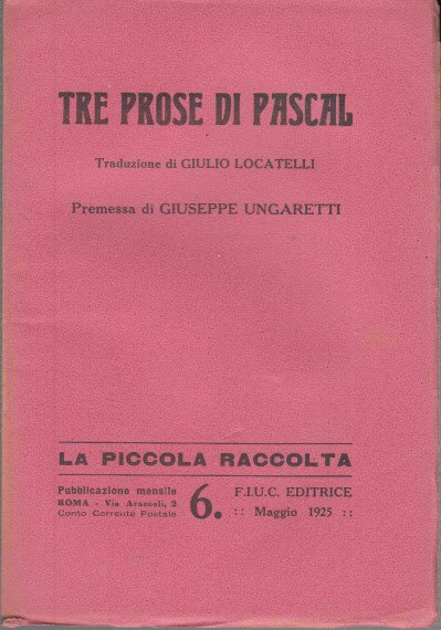 Tre Prose Di Pascal Traduzione Di Giulio Locatelli Premessa Di …