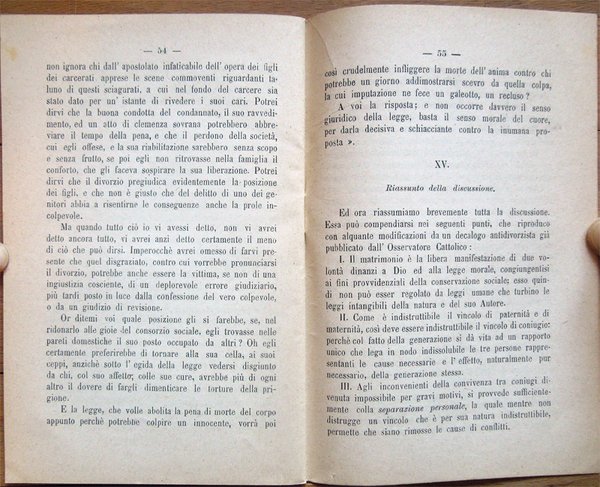 Matrimonio e divorzio. A proposito dell'attuale progetto ministeriale. Quinta edizione