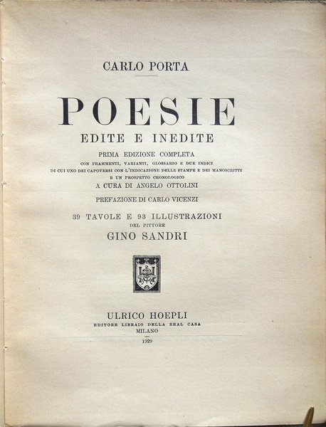 Poesie edite ed inedite. Prima edizione completa con frammenti, varianti, …