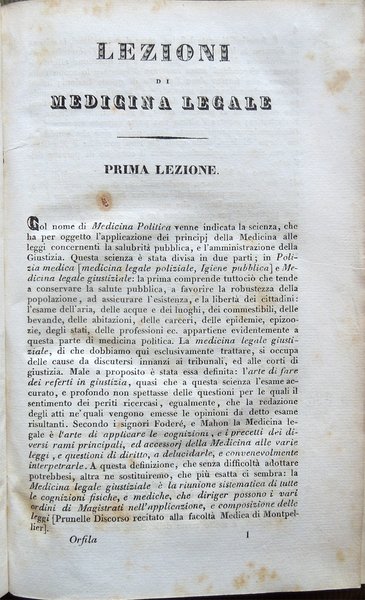 Lezioni di Medicina legale del Professore Orfila. Traduzione del Dot. …