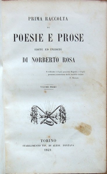 Prima raccolta di poesie e prose edite ed inedite