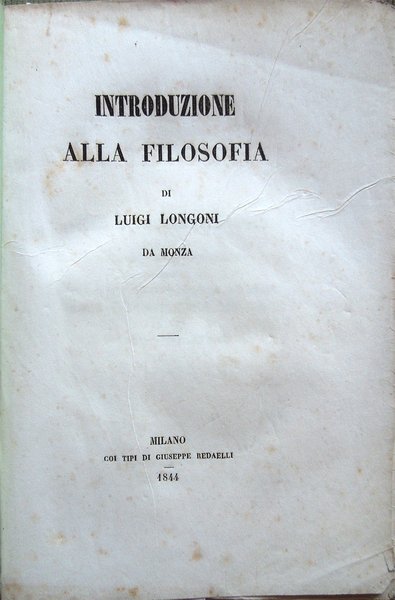 Introduzione alla filosofia di Luigi Longoni da Monza