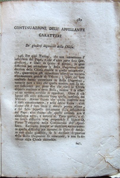 Risposta al quesito: Cosa è un Appellante? Ossia osservazioni teologico-critiche …