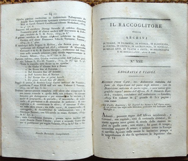 Il Raccoglitore ossia archivj di viaggi, di filosofia, d'istoria, di …