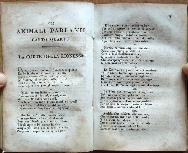 Gli animali parlanti, poema epico diviso in ventisei canti