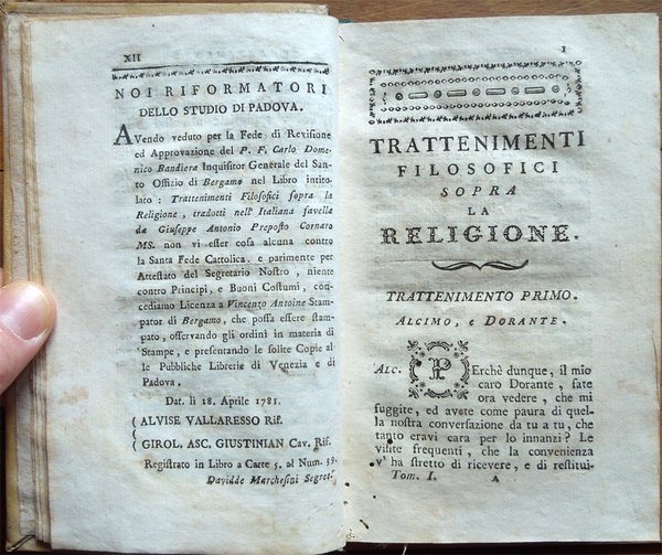 Trattenimenti filosofici sopra la religione tradotti nell'italiana favella da Giuseppe …