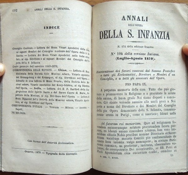 Annali dell'Opera della Santa Infanzia. Versione italiana. Volume 18