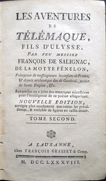 Les aventures de Télémaque, fils d'Ulysse, par feu Messire François …