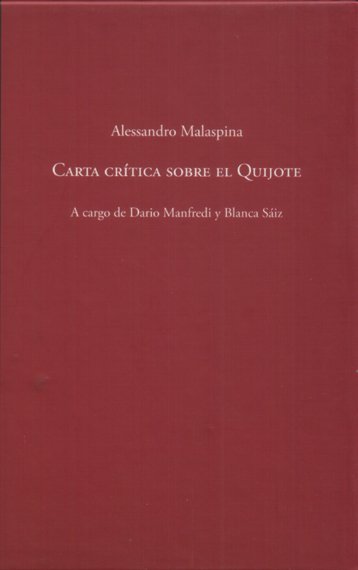 Carta crítica sobre el Quijote. A cargo de Dario Manfredi …