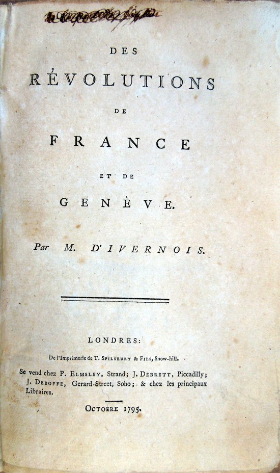 Des Révolutions de France et de Genève par M. D'Ivernois