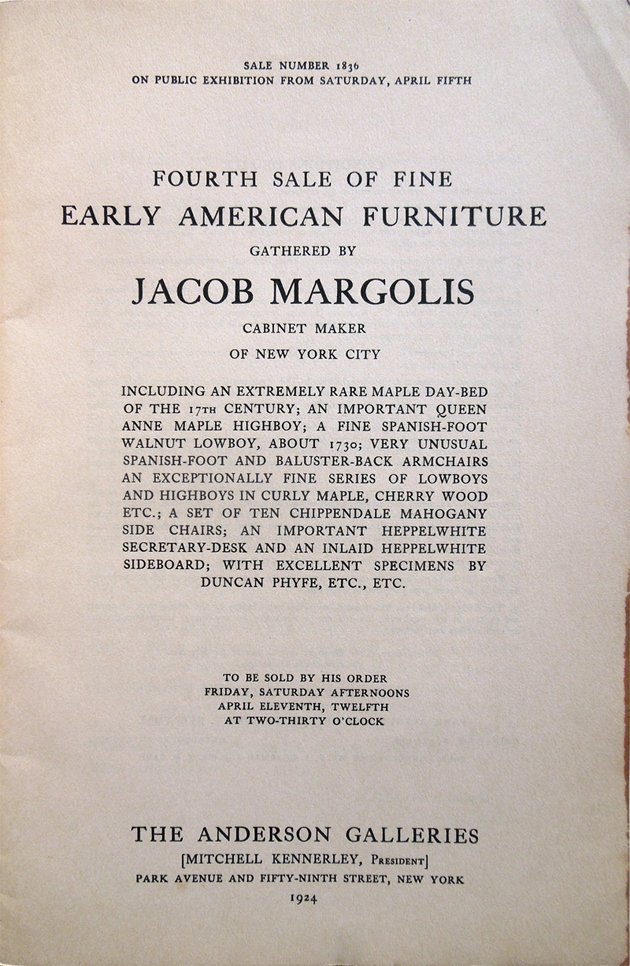 Fourth Sale of Fine Early American Furniture Gathered by Jacob …