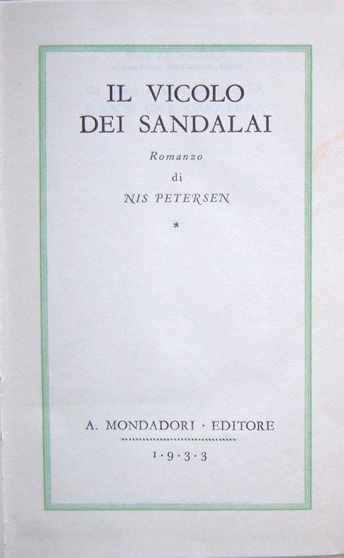 Il vicolo dei sandali. Romanzo