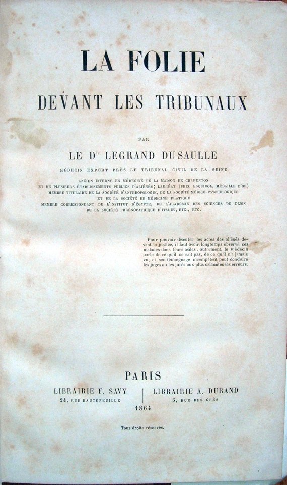 La folie devant les tribunaux