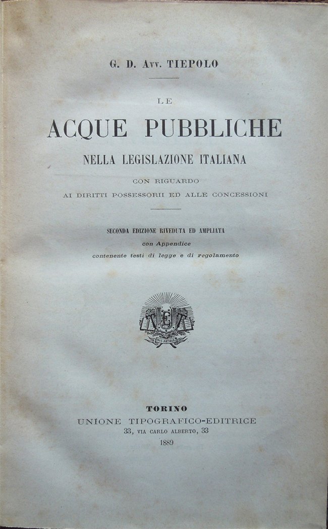 Le acque pubbliche nella legislazione italiana con riguardo ai diritti …