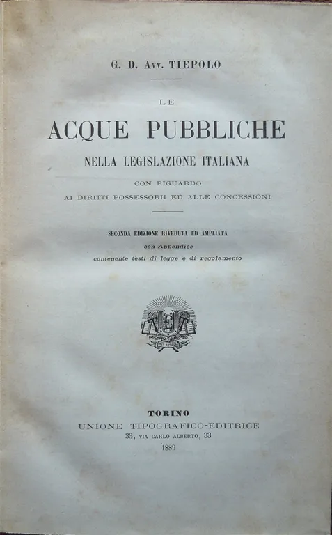 Le acque pubbliche nella legislazione italiana con riguardo ai diritti …