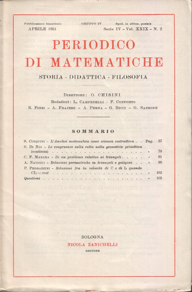 Periodico di matematiche. Storia - Didattica - Filosofia. Pubblicazione bimestrale. …