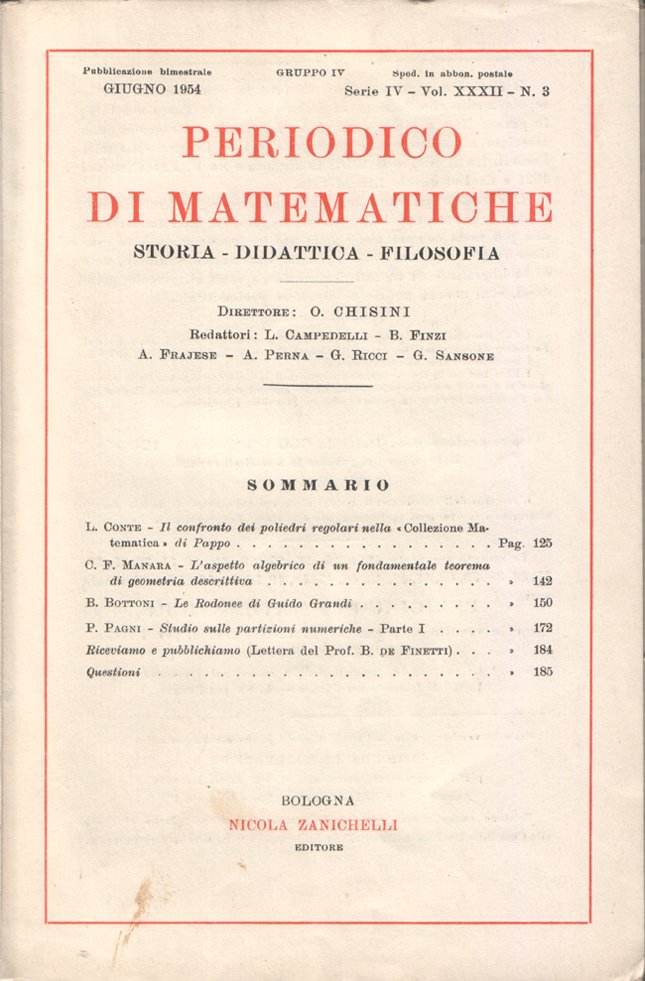 Periodico di matematiche. Storia - Didattica - Filosofia. Pubblicazione bimestrale. …