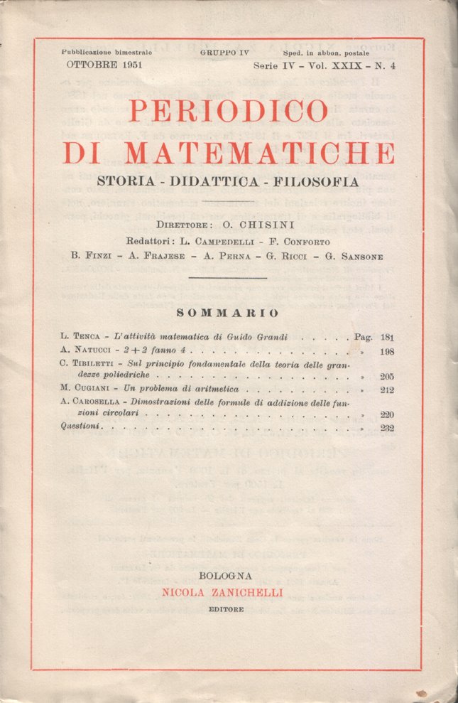 Periodico di matematiche. Storia - Didattica - Filosofia. Pubblicazione bimestrale. …