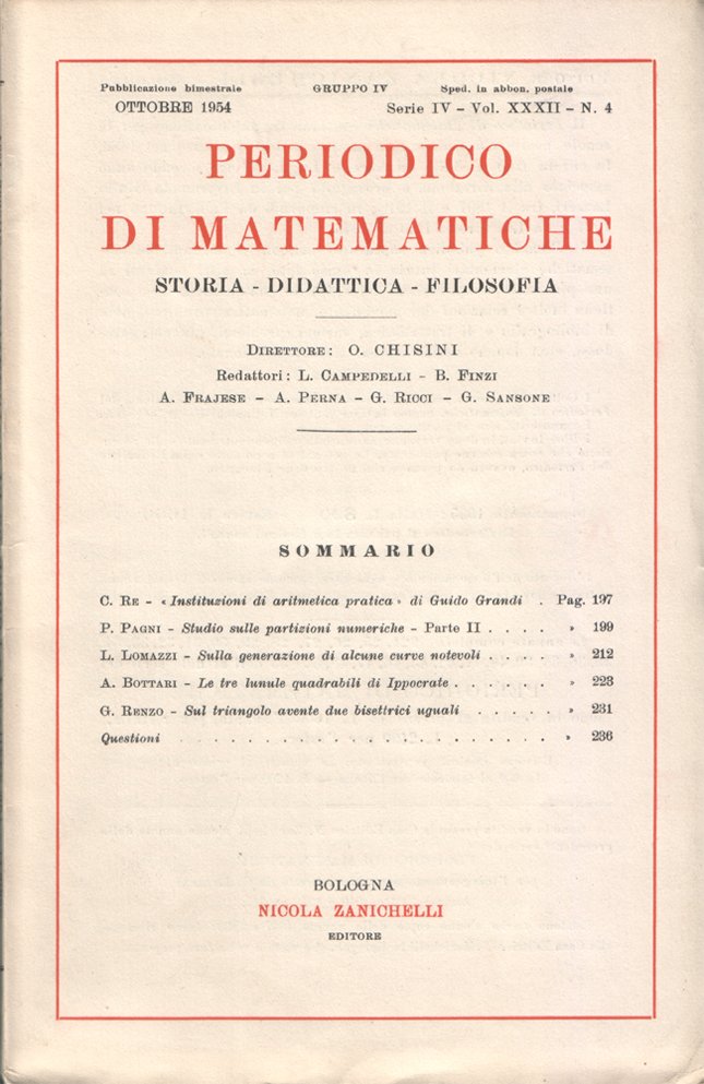 Periodico di matematiche. Storia - Didattica - Filosofia. Pubblicazione bimestrale. …