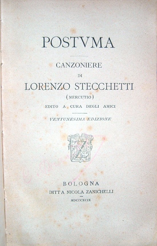 Postuma. Canzoniere di Lorenzo Stecchetti (Mercutio) edito a cura degli …