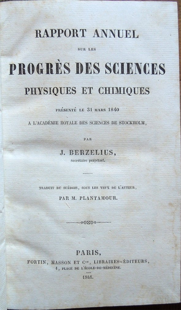 Rapport annuel sur les progrès des sciences physiques et chimiques …