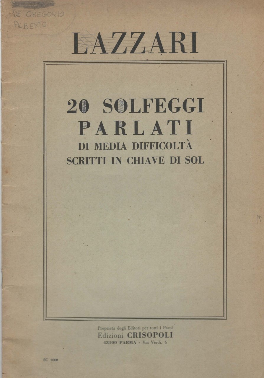 20 SOLFEGGI PARLATI DI MEDIA DIFFICOLTA' DI MEDIA DIFFICOLTA' SCRITTI …