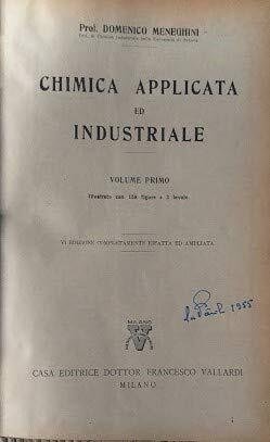 CHIMICA APPLICATA ED INDUSTRIALE VOLUME PRIMO