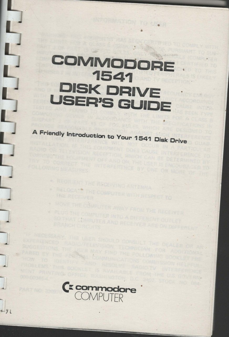 COMMODORE 1541 DISK DRIVE USER'S GUIDE