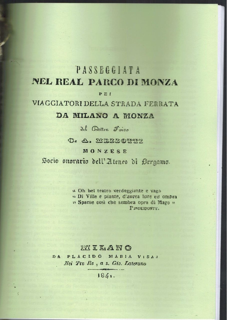 PASSEGGIATA NEL REAL PARCO DI MONZA PEI VIAGGIATORI DELLA STRADA …