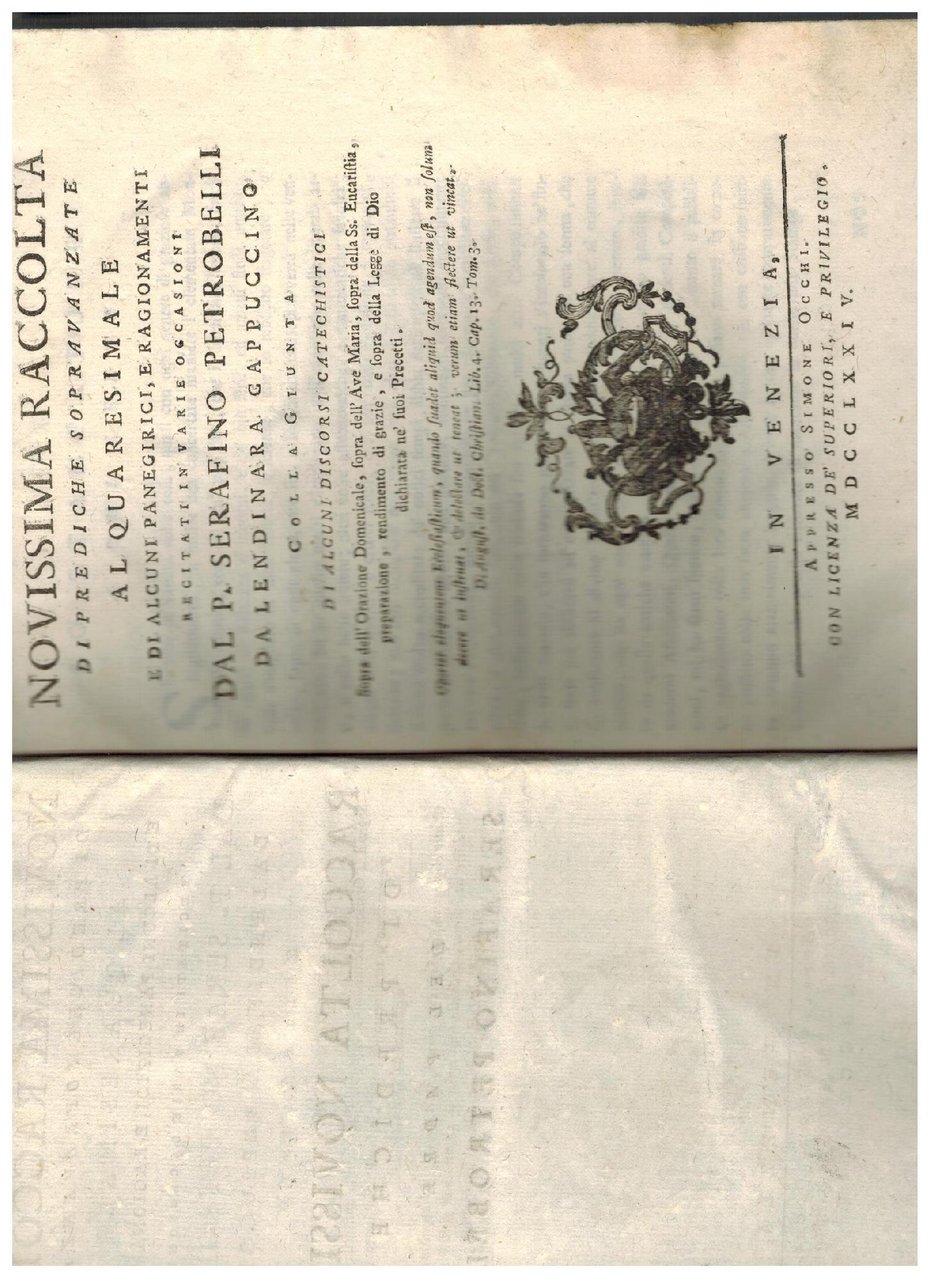 Raccolta novissima di prediche del padre Serafino Petrobelli