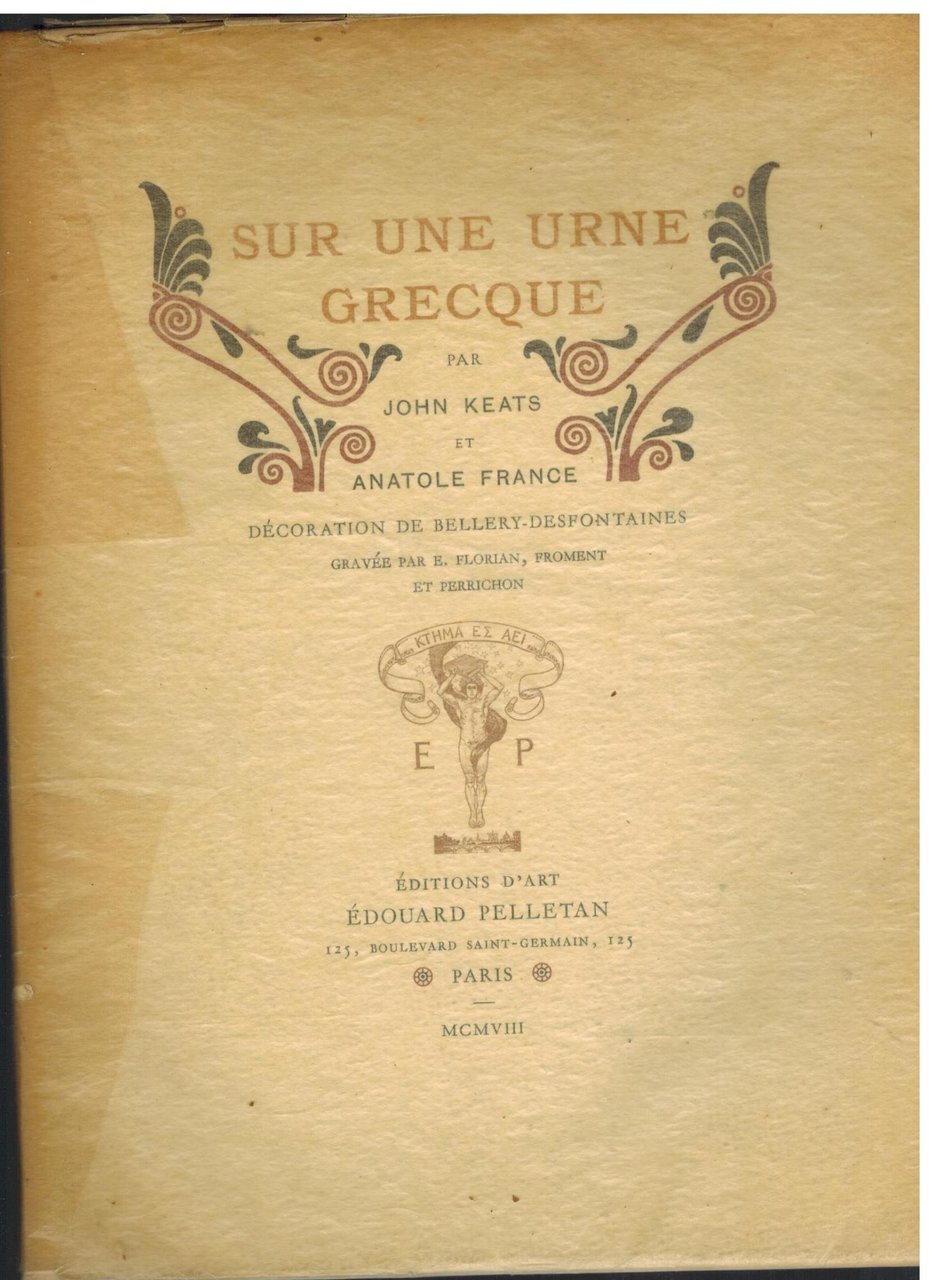 Sur une urne grecque par john keats et anatole france