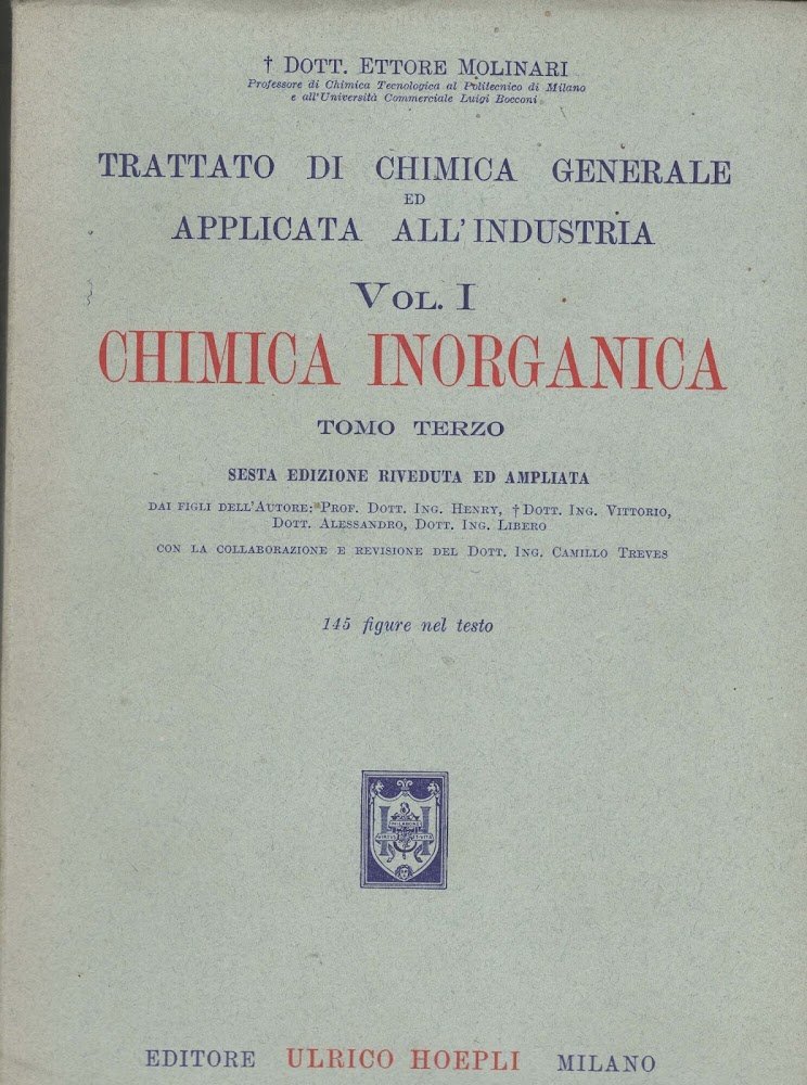 trattato di chimica generale applicata all'industria VOL 1 TOMO TERZO