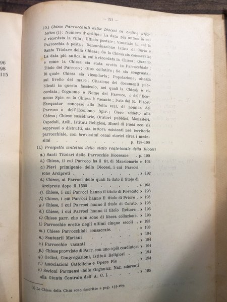 La Diocesi di Parma. Indicatore ecclesiastico compilato dalla Cancelleria Vescovile …