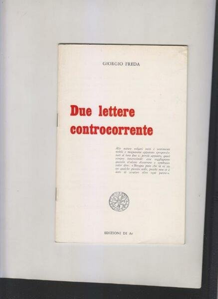 Due lettere controcorrente