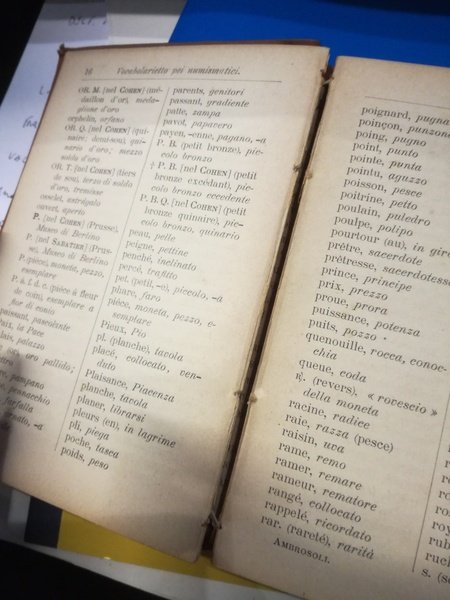 Vocabolarietto dei numismatici in 7 lingue (Francese, Tedesco, Inglese, Spagnuolo, …