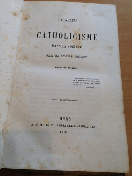 bienfaits du catholicisme dans la societe'