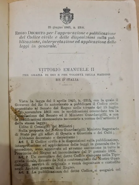 Codice civile del regno d'Italia