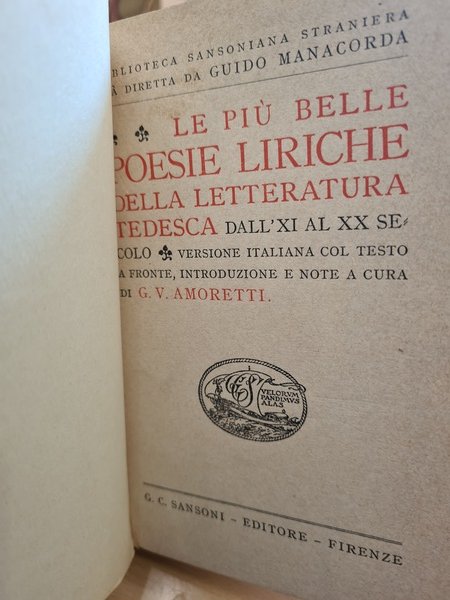 Le piu' belle poesie liriche della letteratura tedesca dall'XI al …