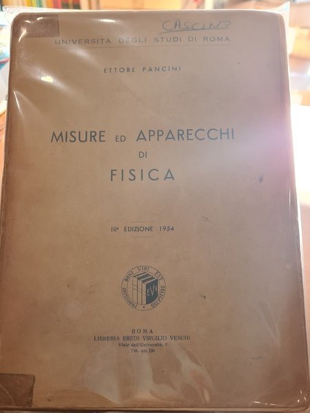 Misure ed apparecchi di fisica ed 1954