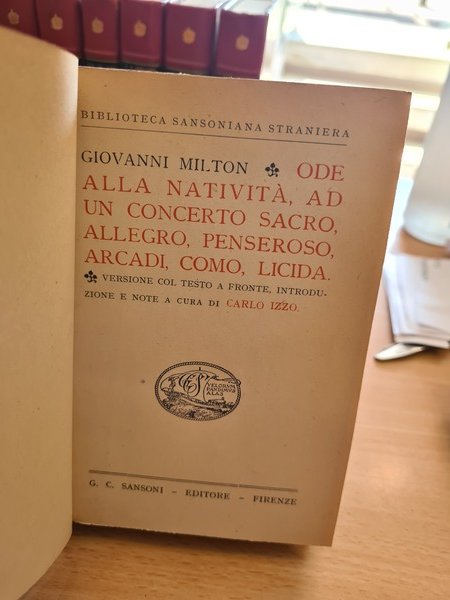 Ode alla nativita', ad un concerto sacro, allegro, penseroso, arcadi, …