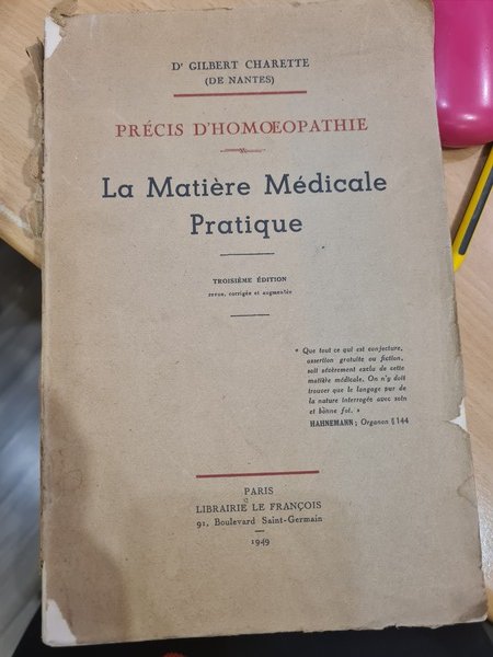 Precis d'homoeopathie, la matiere medicale pratique