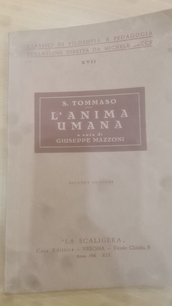 S. Tommaso. L'anima umana