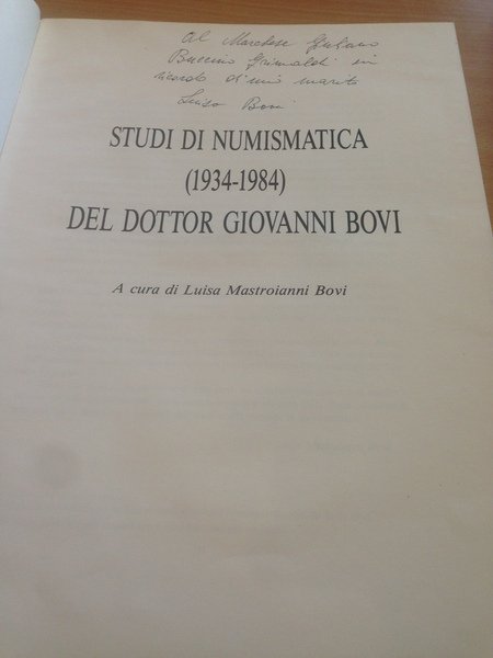 studi di numismatica 1934 - 1984 del dottor giovanni bovi