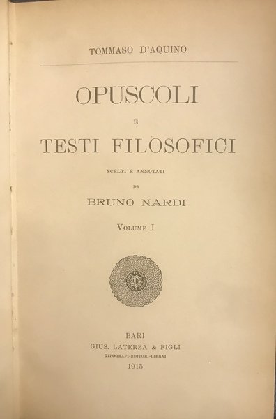 Opuscoli e testi filosofici