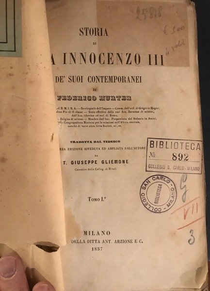 Storia di Papa Innocenzo III e de' suoi contemporanei