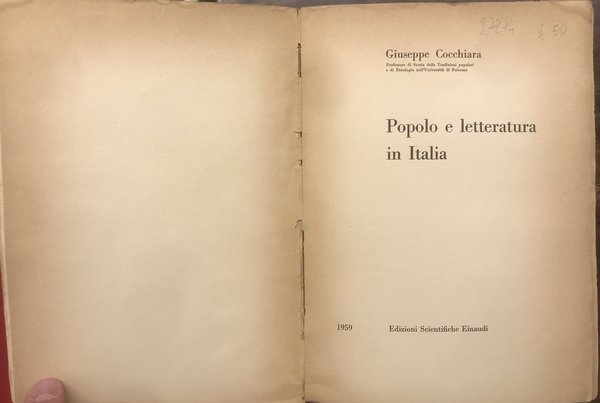 Popolo e letteratura in Italia