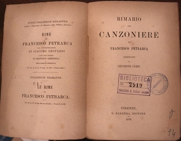 Rimario del Canzoniere di Francesco Petrarca