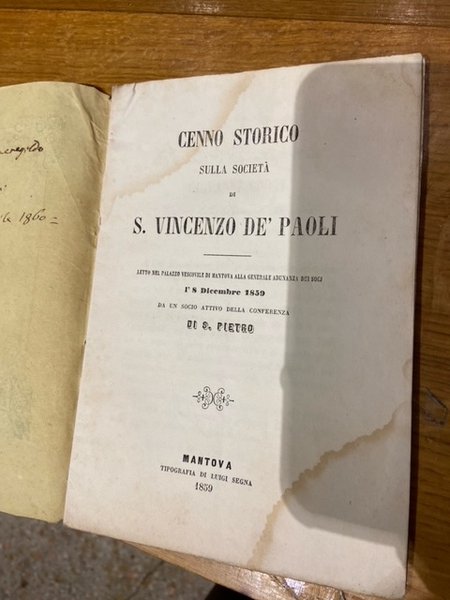 cenno storico sulla societa di s. vincenzo de' paoli