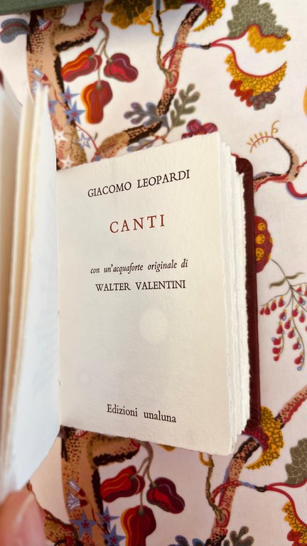 Giacomo Leopardi CANTI - con un' acquaforte originale di Walter …
